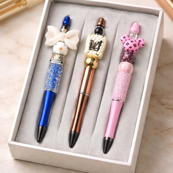 handcrafted Accessories - x3 Beaded Pens Handcrafted